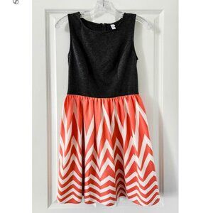 Xhilaration A-Line Black & Pink/White Geometric Sleeveless Dress